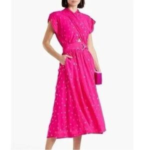 10 Crosby Derek Lam Hot Pink Printed Belted Maxi Dress